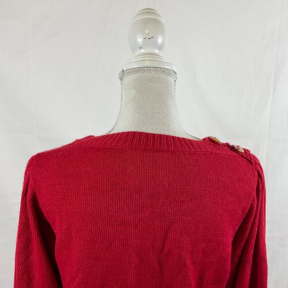 Stella Pardo Sweater S Red Leg of Mutton Sleeve Button Details - Picture 9 of 13